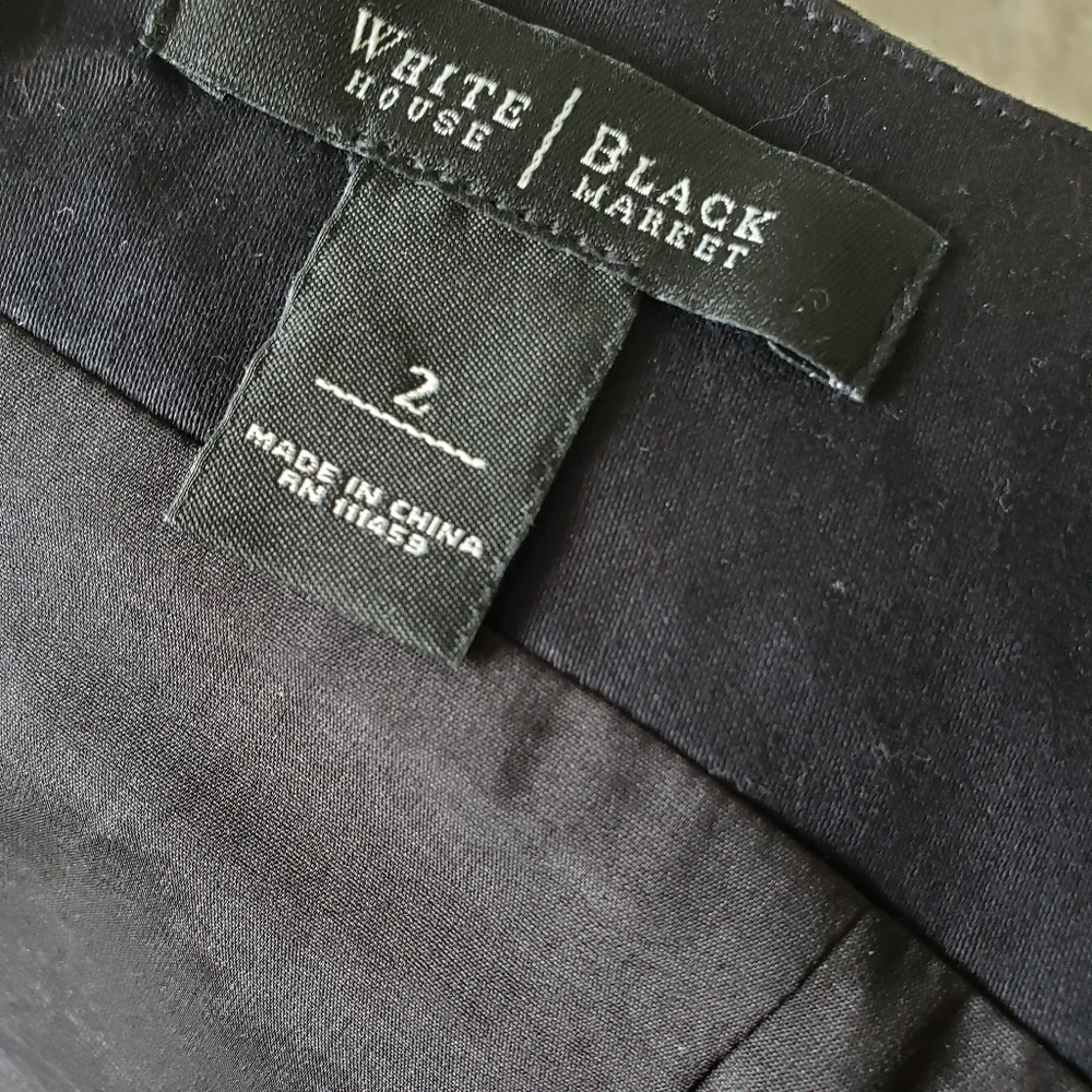 White House Black Market Square Neck Embroidered Dress in Black - Sz 2 - Picture 5 of 6